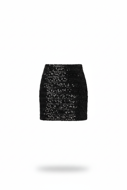 Jupe Paillette Noire Mini Chic