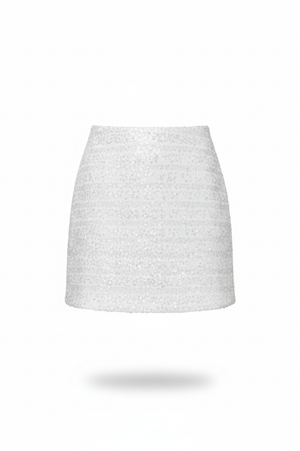 Jupe Paillette Argentée Mini Chic