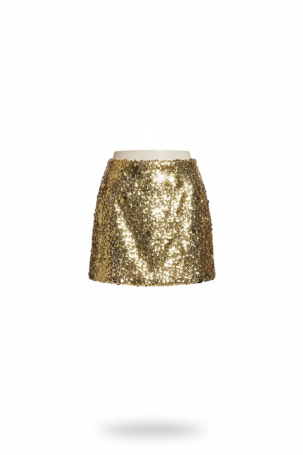 Jupe Paillette Dorée Mini Chic