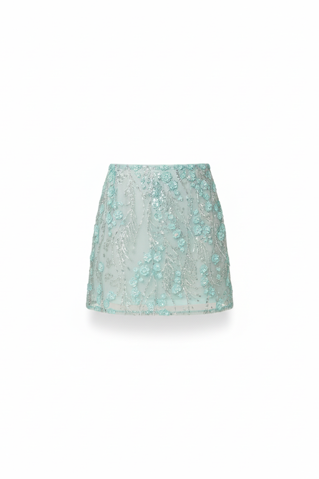 Jupe Paillette Bleu Fleurie Chic
