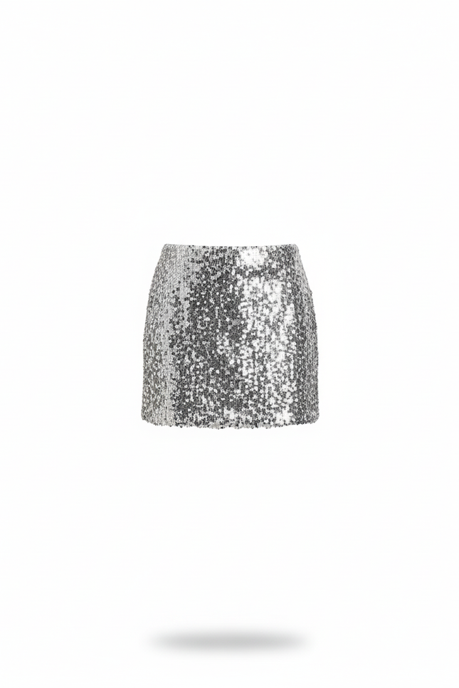 Jupe Paillette Argentée Mini Chic