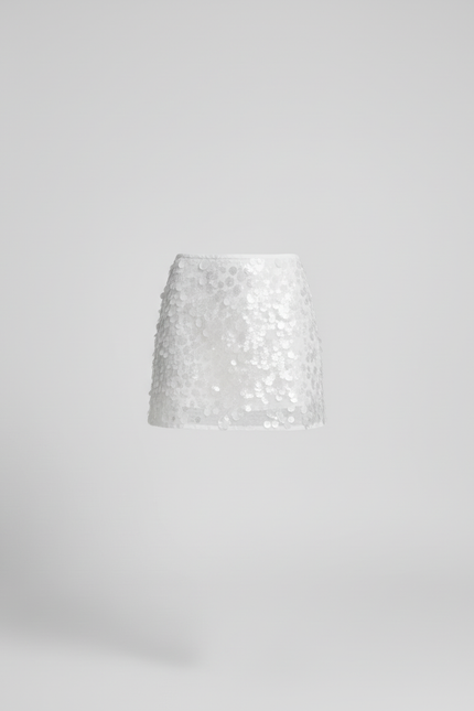 Jupe Paillette Blanche Mini Élégante
