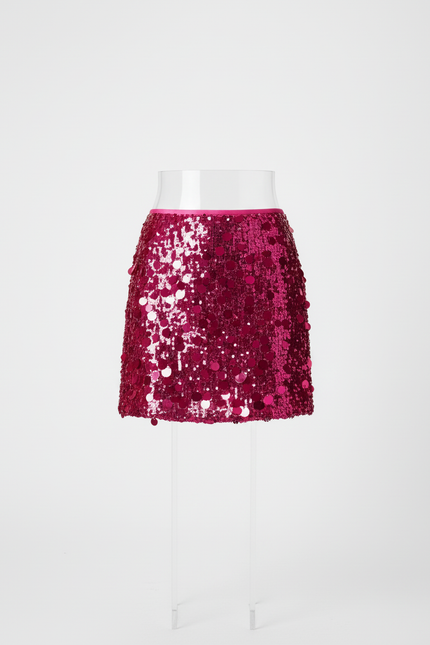 Jupe Paillette Fuchsia Mini Élégante