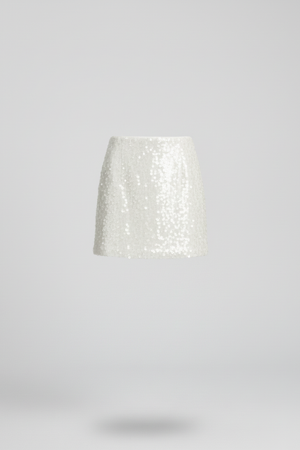 Jupe Paillette Blanche Mini Chic