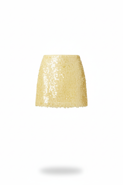 Jupe Paillette Jaune Mini Brillante