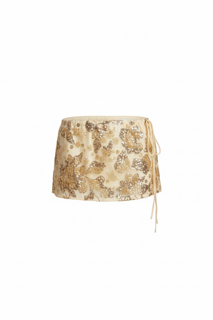 Jupe Paillette Mini Dorée Brodée Chic