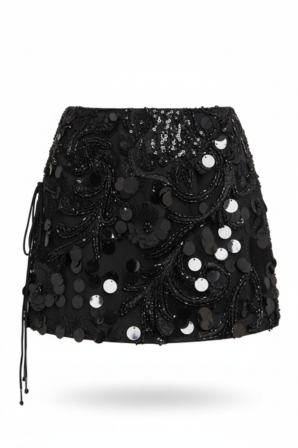 Jupe Paillette Noire Mini Chic