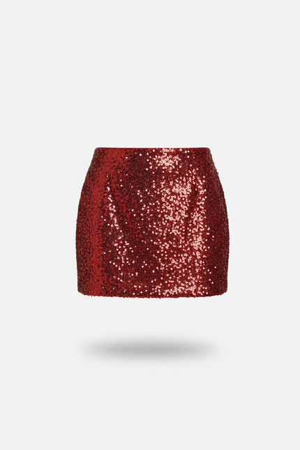 Jupe Paillette Rouge Mini Chic