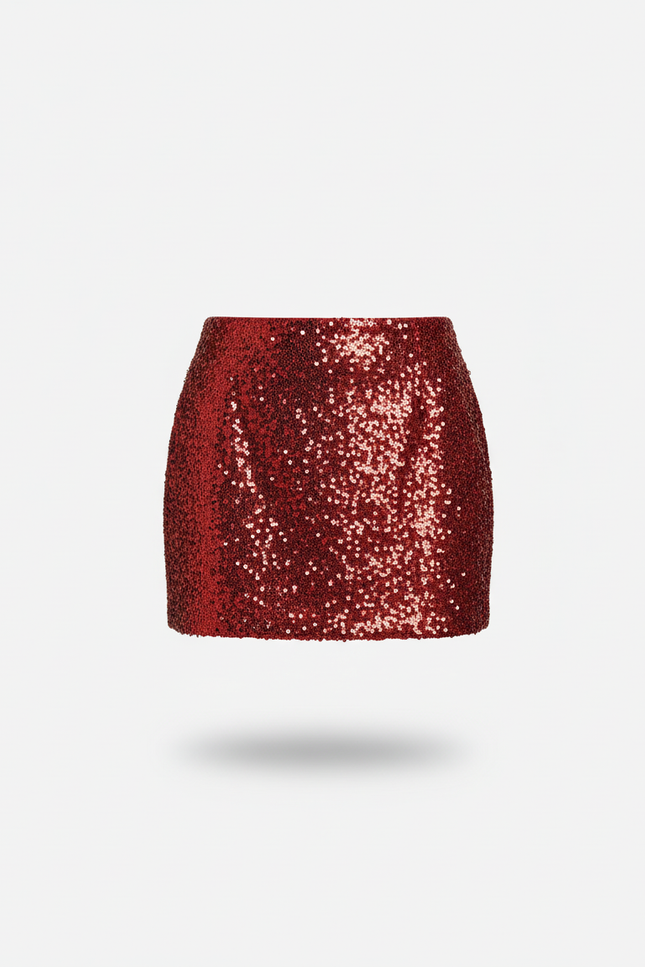 Jupe Paillette Rouge Mini Chic