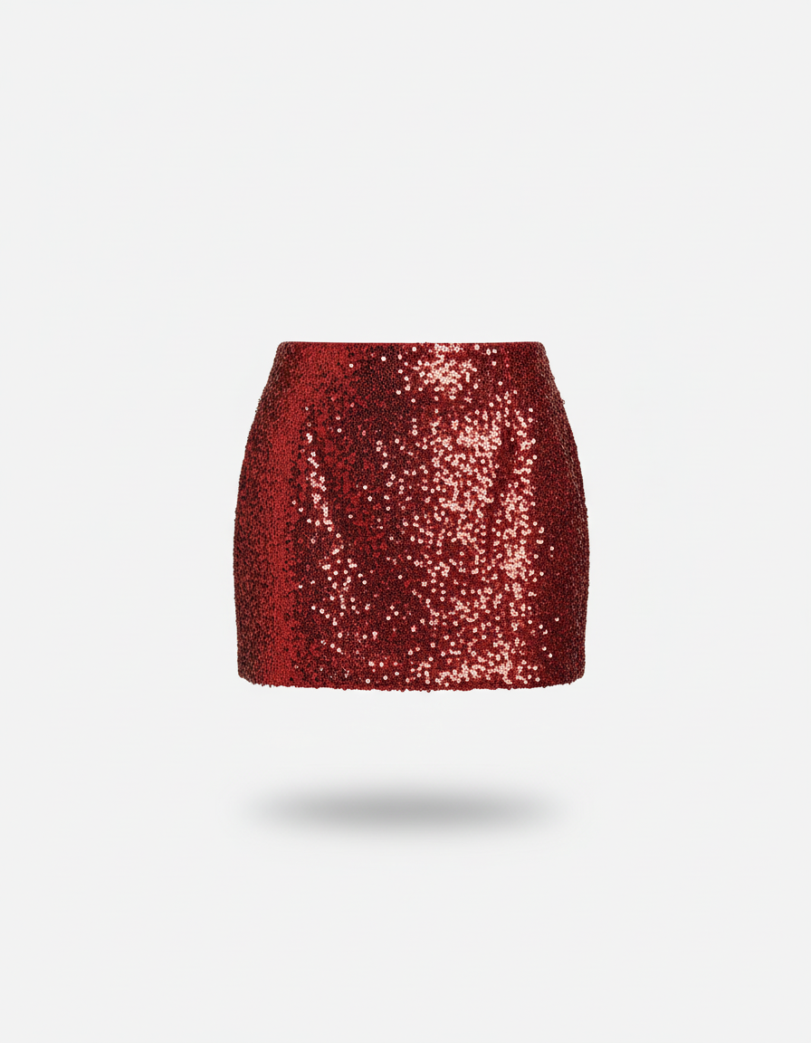 Jupe Paillette Rouge Mini Chic
