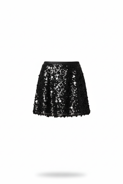 Jupe Paillette Noire Mini Élégante