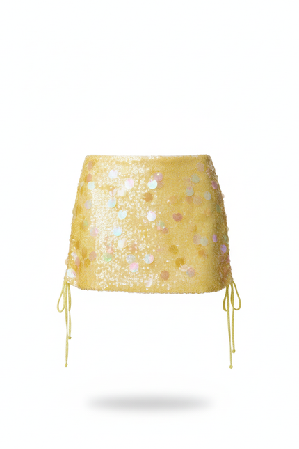 Jupe Paillette Jaune Mini Chic
