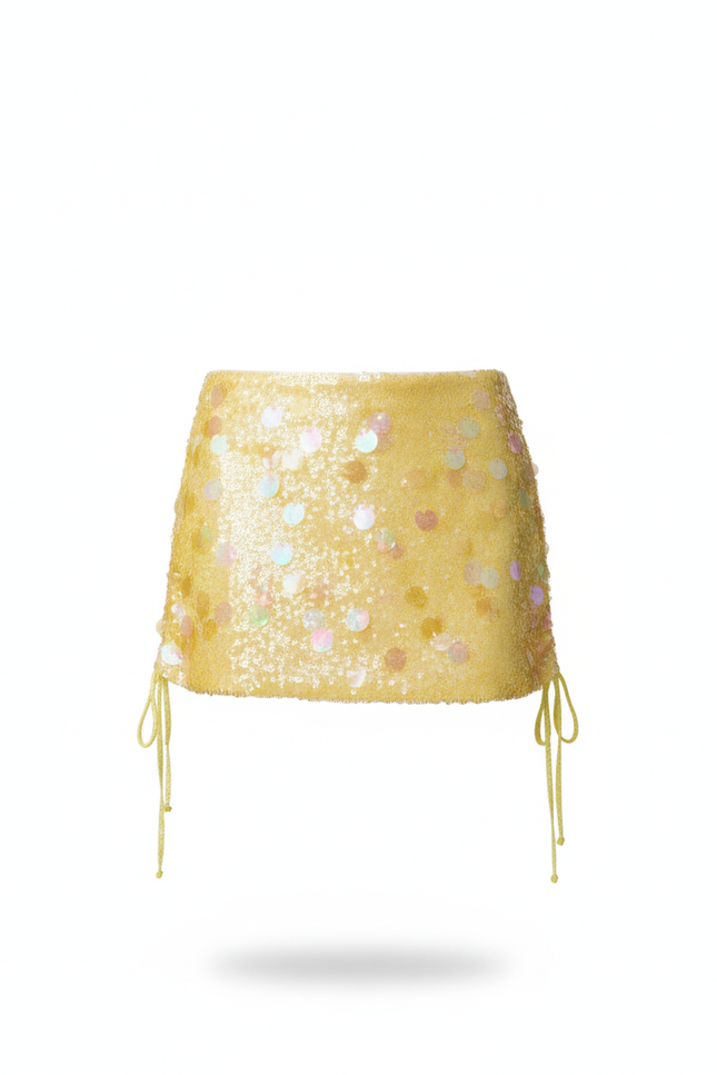 Jupe Paillette Jaune Mini Chic