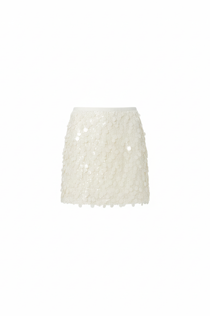Jupe Paillette Crème Mini Élégante