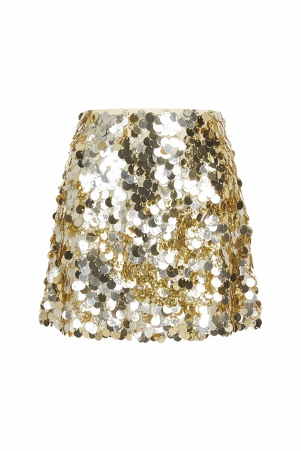 Jupe Paillette Dorée Argentée Mini Chic