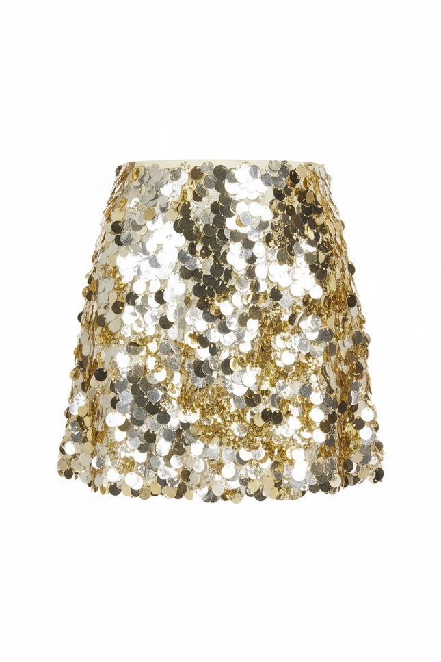 Jupe Paillette Dorée Argentée Mini Chic
