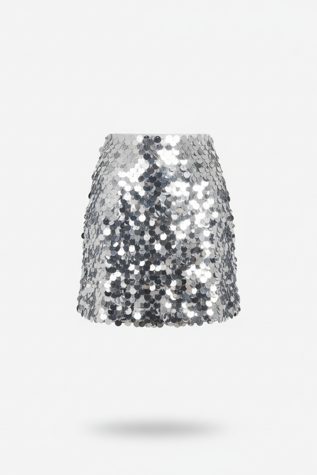 Jupe Paillette Argentée Moulante Sexy