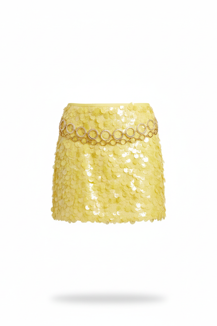 Jupe Paillette Jaune Mini Élégante