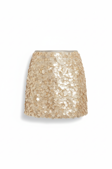 Jupe Paillette Dorée Mini Élégante
