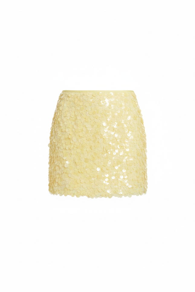 Jupe Paillette Jaune Mini Chic
