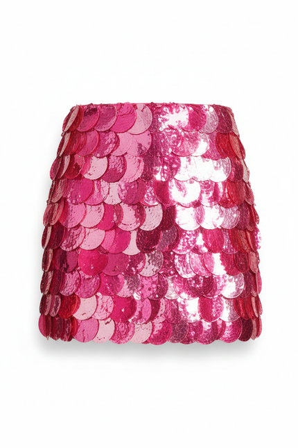 Jupe Paillette Rose Fuchsia Mini Chic