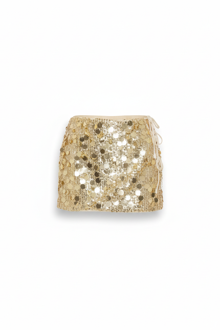 Jupe Paillette Dorée Fendue Chic