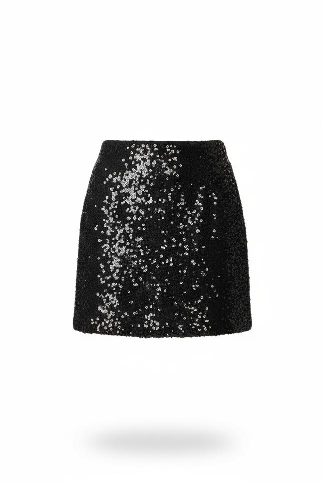Jupe Paillette Noire Mini Chic