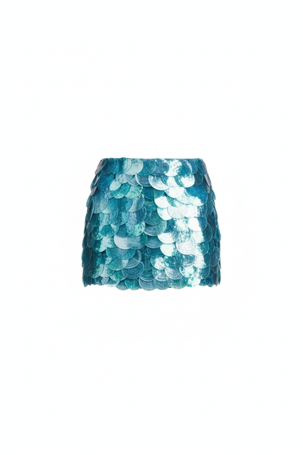 Jupe Paillette Mini Bleu Turquoise Chic