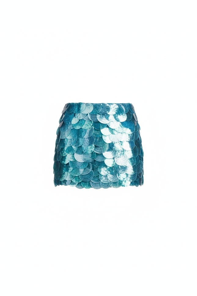 Jupe Paillette Mini Bleu Turquoise Chic