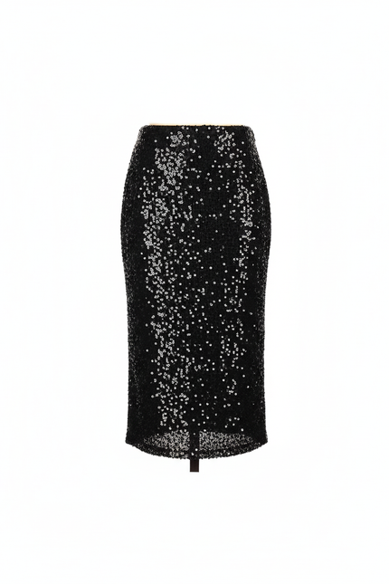 Jupe Paillette Noire Droite Élégante