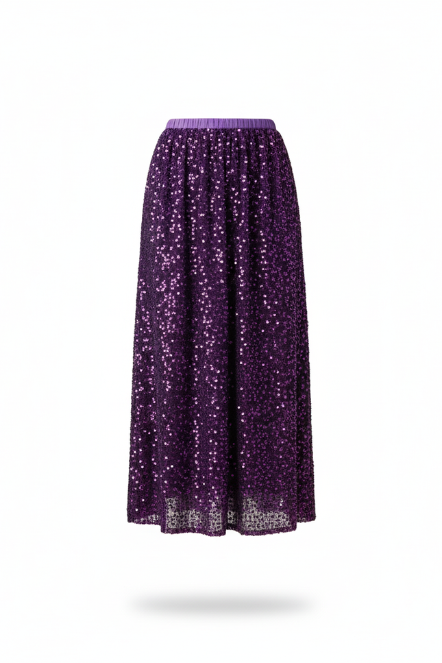 Jupe Paillette Violette Fluide Chic