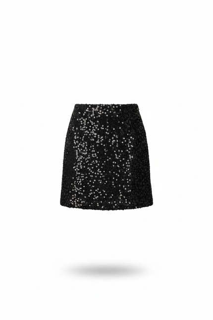 Jupe Paillette Noire Courte Chic