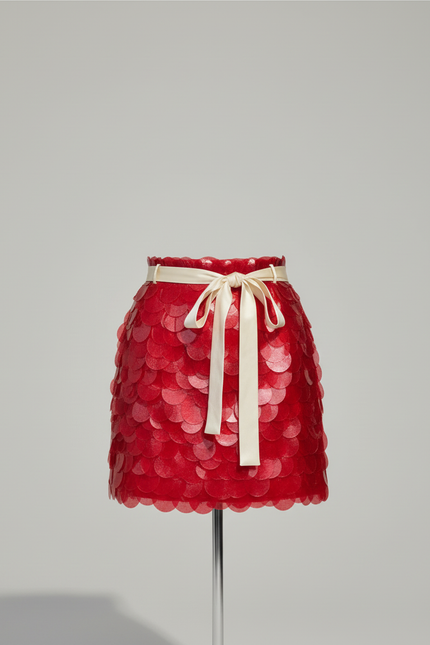 Jupe Paillette Rouge Écailles Chic