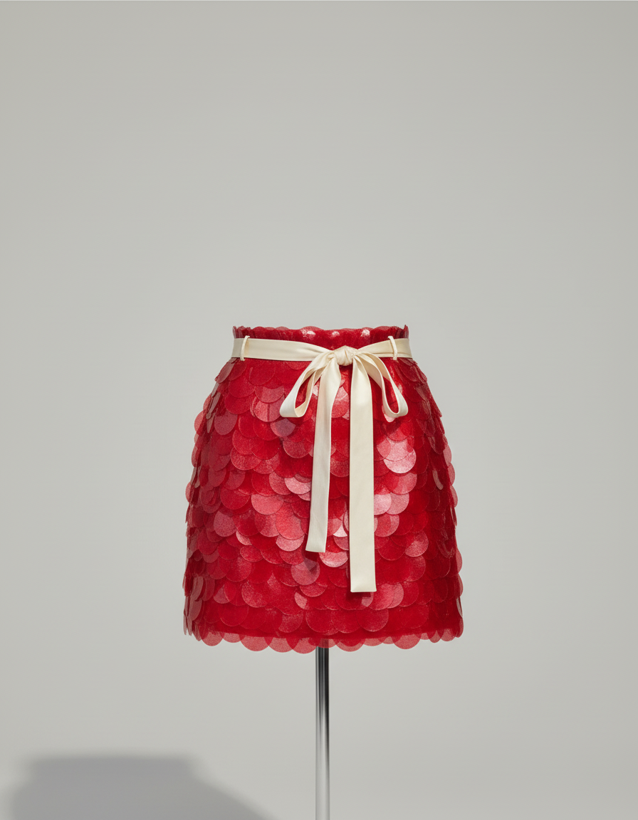 Jupe Paillette Rouge Écailles Chic