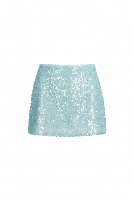 Jupe Paillette Bleu Clair Mini Chic