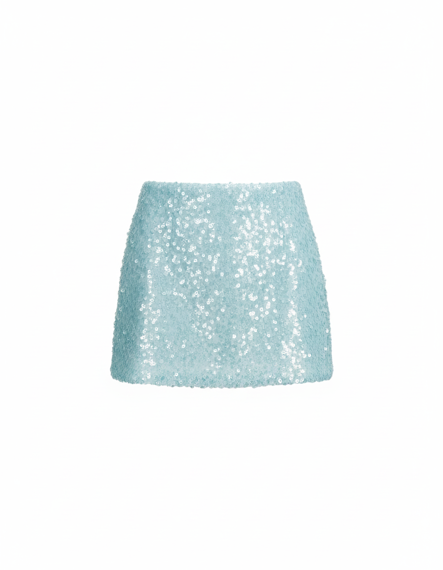 Jupe Paillette Bleu Clair Mini Chic