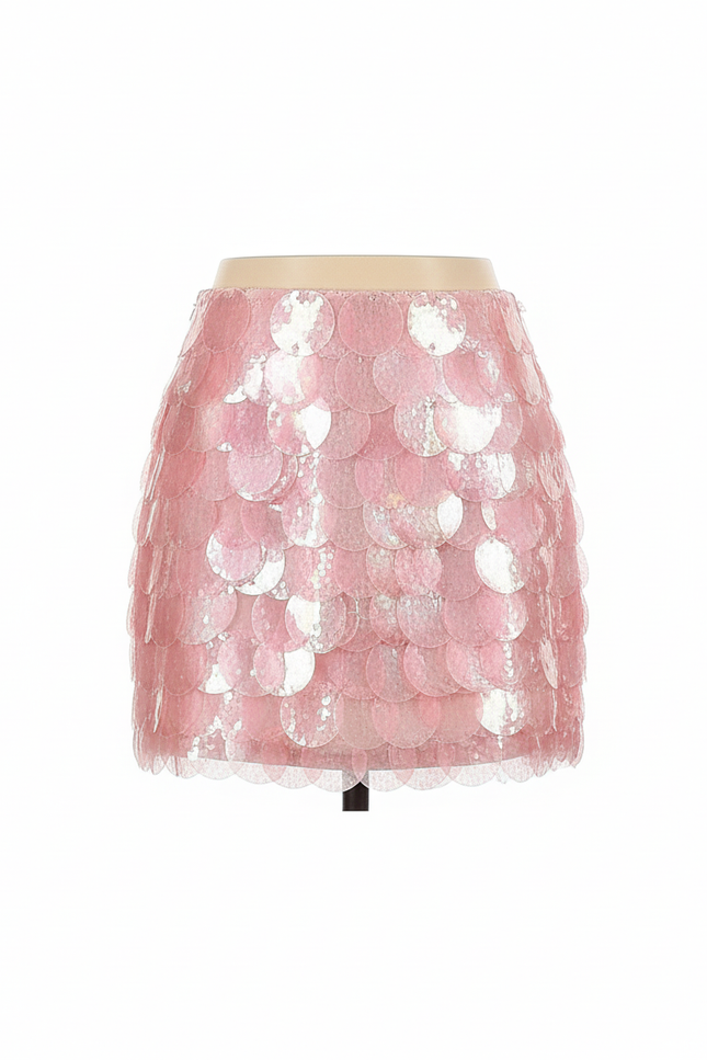 Jupe Paillette Rose Irisée Mini Coquette