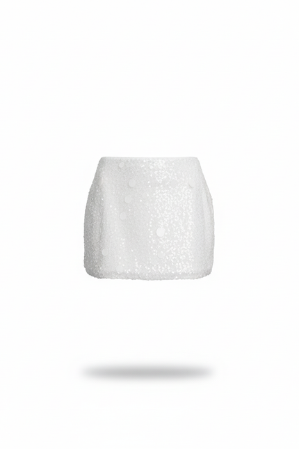 Jupe Paillette Blanche Mini Chic