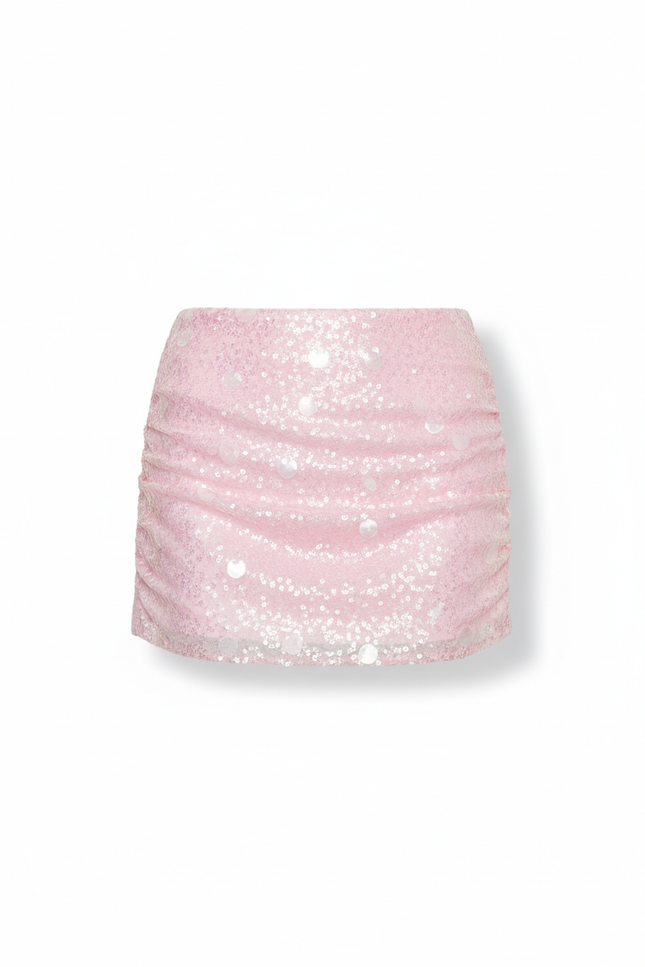 Jupe Paillette Rose Mini Froncée Chic