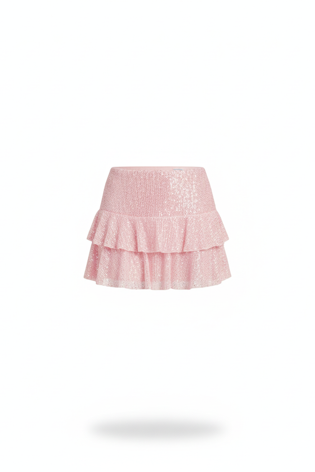 Jupe Paillette Rose Volants Chic