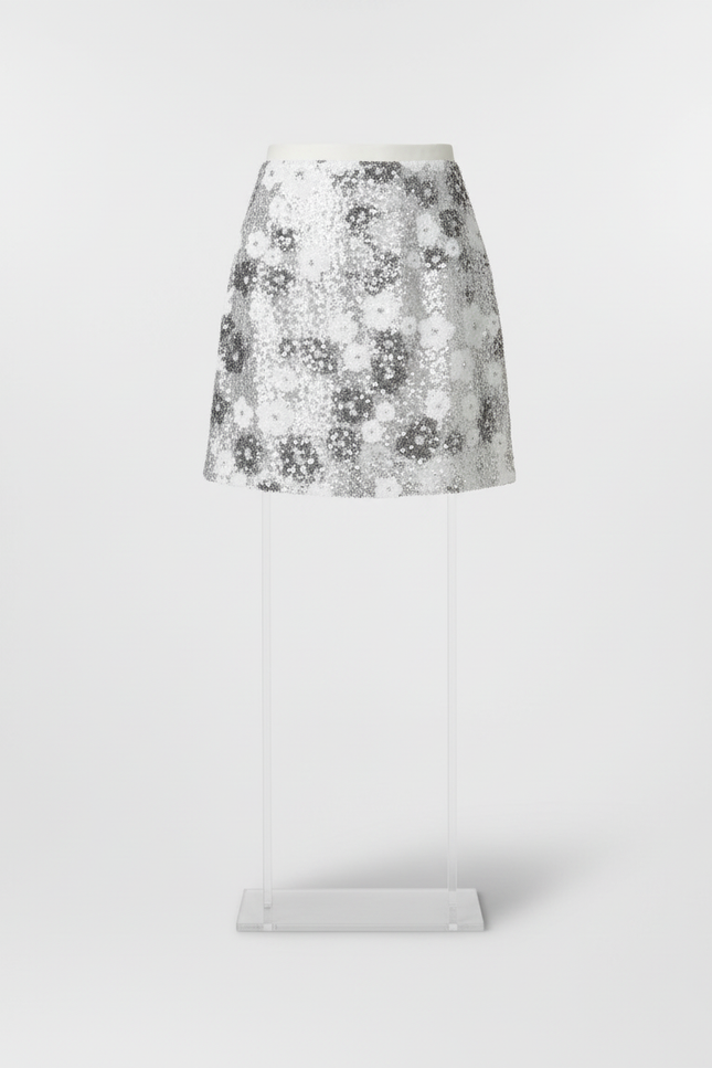 Jupe Paillette Florale Courte Chic