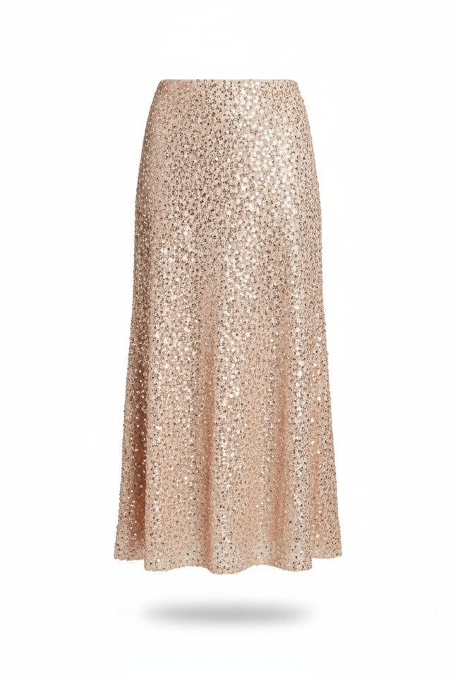 Jupe Paillette Longue Dorée Élégante