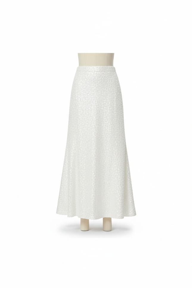 Jupe Paillette Blanche A-Line Élégante