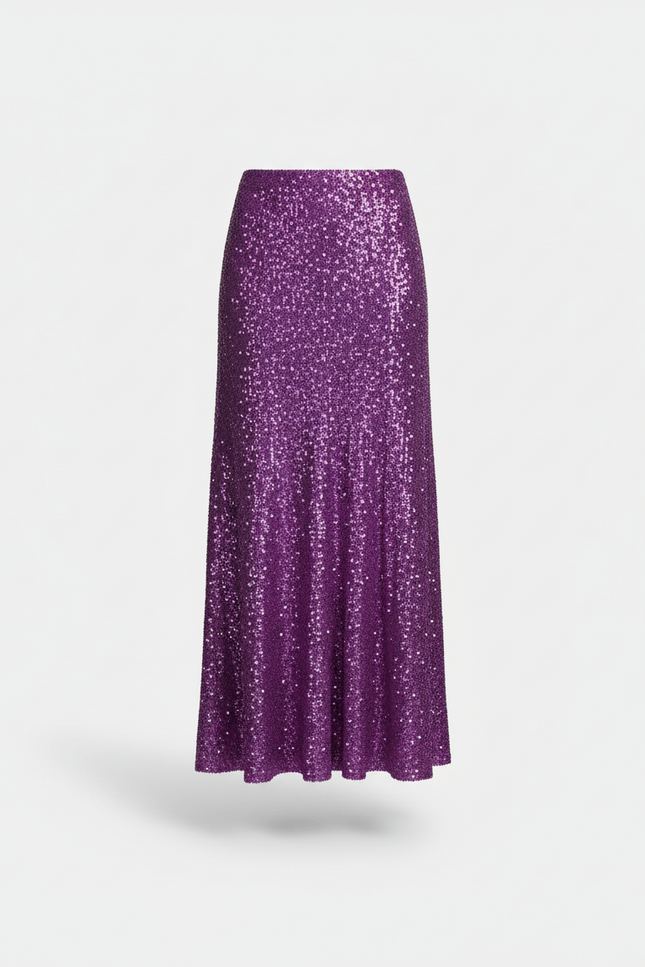 Jupe Paillette Violette Fluide Élégante