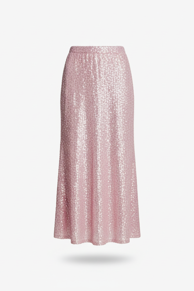 Jupe Paillette Rose Fluide Élégante