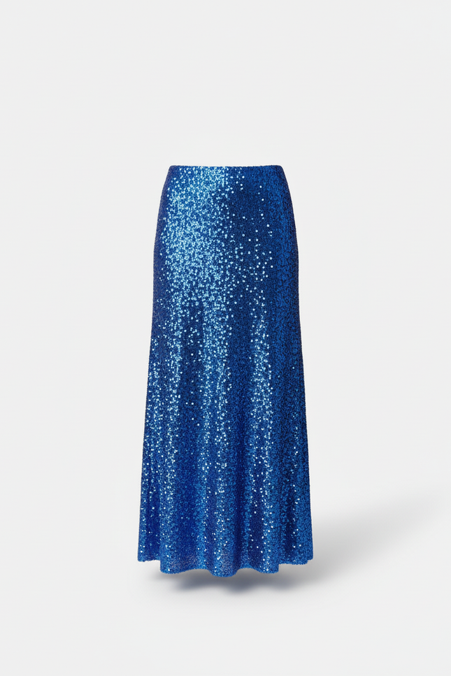 Jupe Paillette Bleue Longue Élégante
