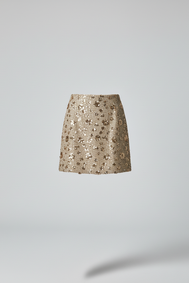 Jupe Paillette Dorée Courte Chic