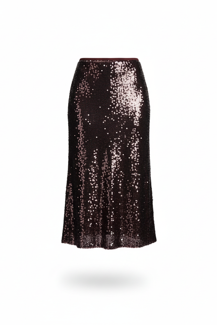 Jupe Paillette Rouge Midi Chic