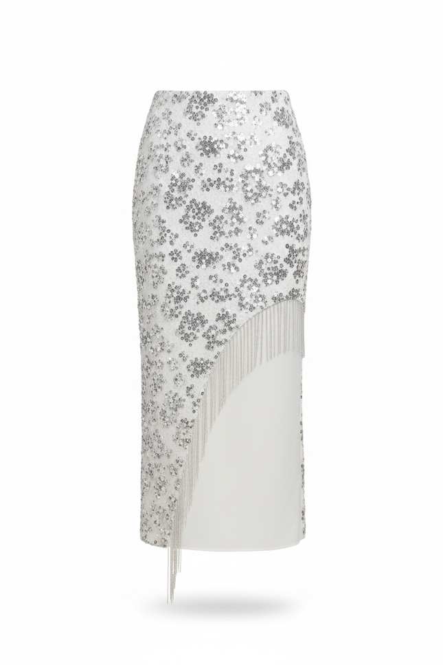 Jupe Paillette Franges Motif Élégante