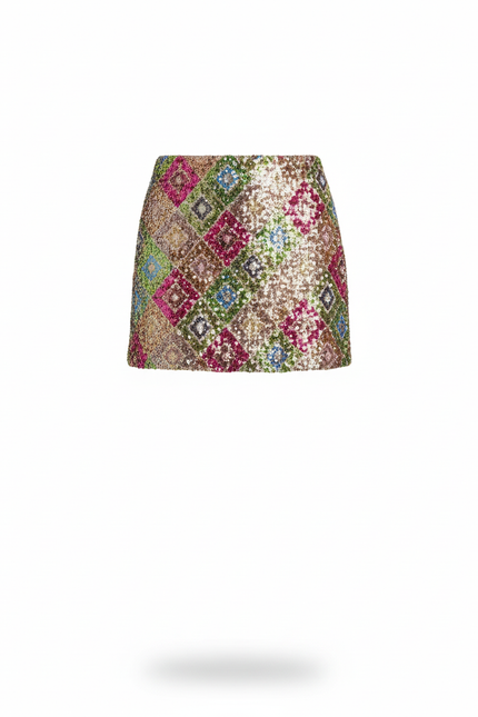 Jupe Paillette Mini Motif Géométrique Chic